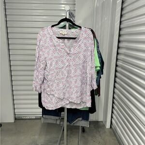 Adrienne Vittadini | 3/4 Sleeve Pullover Top with Pink/Blue Flowers | size 1X